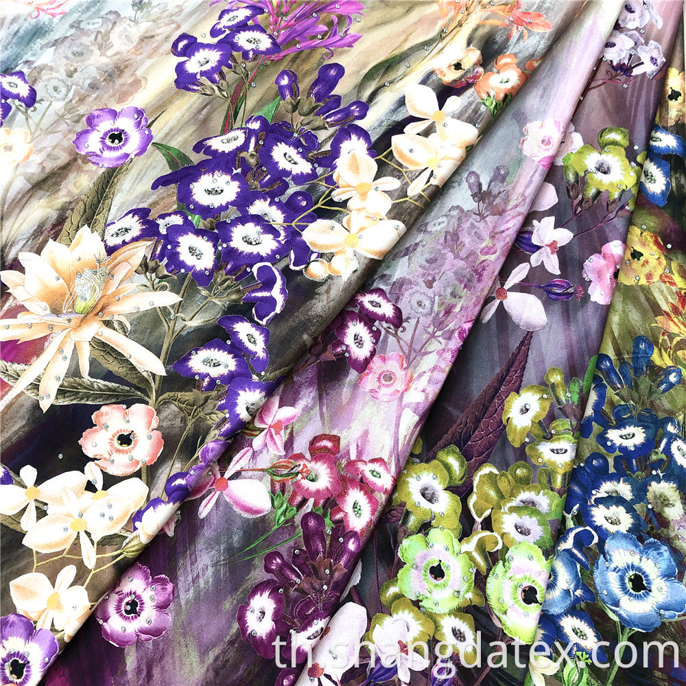 Rayon Satin Digital Print With Stone